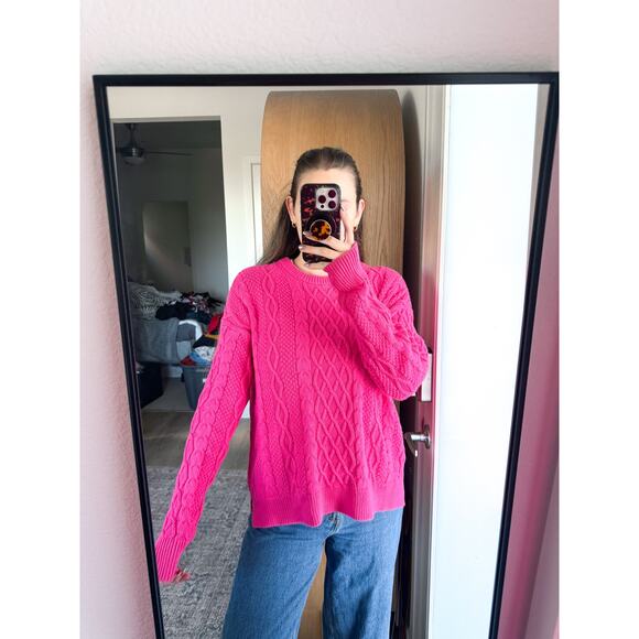 J Crew Pink Cable Knit Sweater - Picture 9 of 10